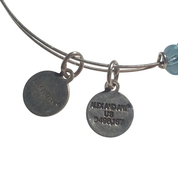 Alex And Ani Energy Vintage Bracelet Blue Beads Silver Charms Infused Technology - Picture 3 of 4